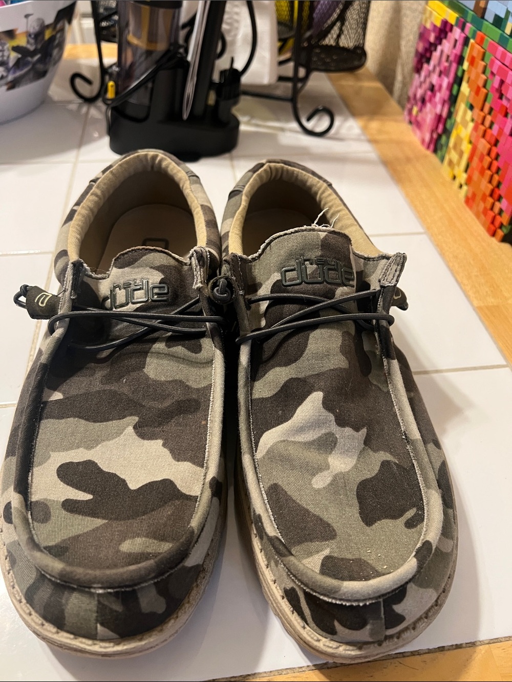 Hey Dude Women's Camo Slip-On Loafers in Green and Brown